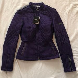Barbour New Purple Leather Trimmed Coat